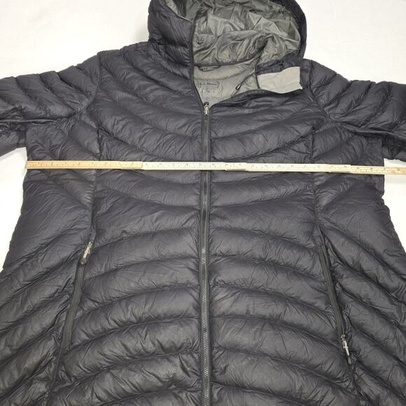 L.L. Bean Womens 3X + Puffer Coat Hood Black Down Long Packable Water Repellent - Picture 7 of 10
